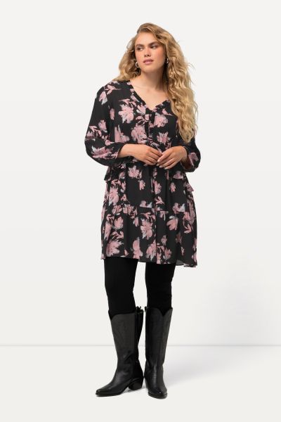 Floral 3/4 Sleeve Tunic Blouse