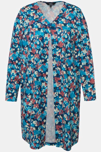 Matte Jersey One Button Floral  Swing A-line Jacket