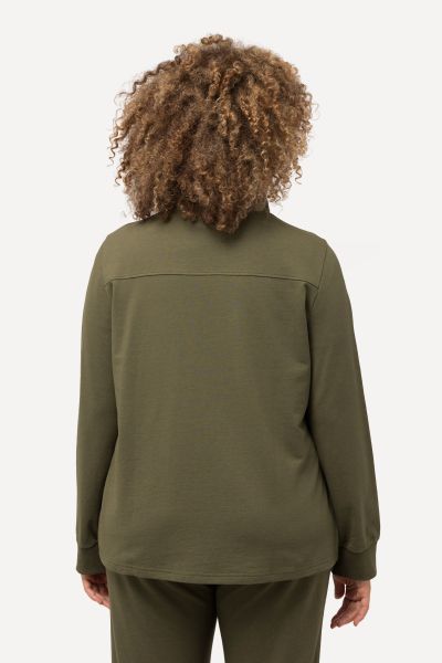 Contrast Color Zip Up Sweatshirt
