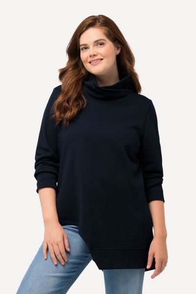 Eco Cotton Asymmetric Turtleneck Sweatshirt