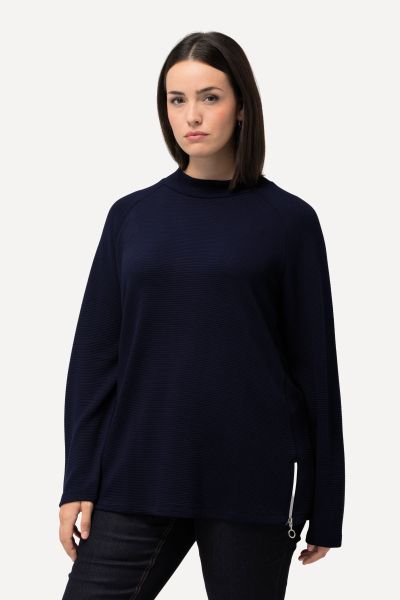 Cross Rib Textured Raglan Sleeve Stretch Sweatshirt