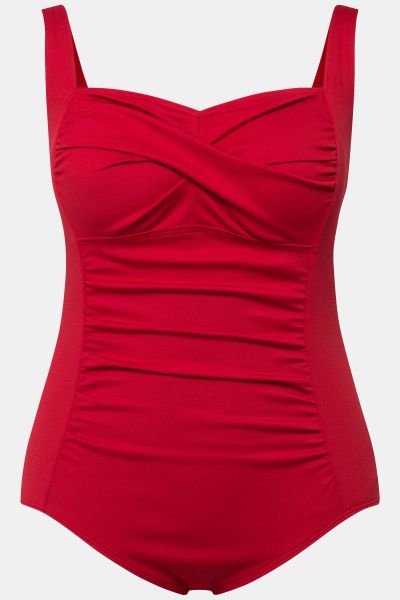 Draped Front Sweetheart Neck Front Lined Swimsuit