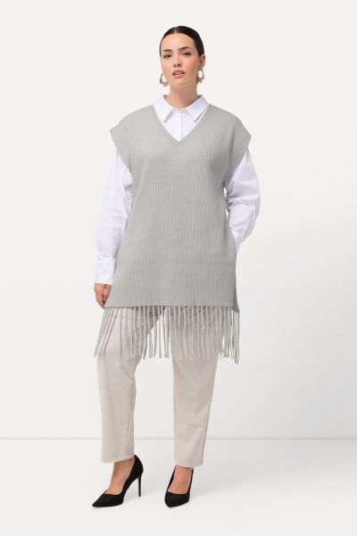 Fringed Oversized Sweater Vest