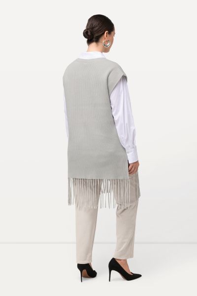 Fringed Oversized Sweater Vest