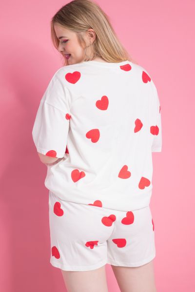 Short Heart Print Pajama Set