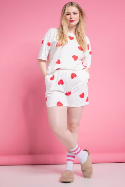 Short Heart Print Pajama Set