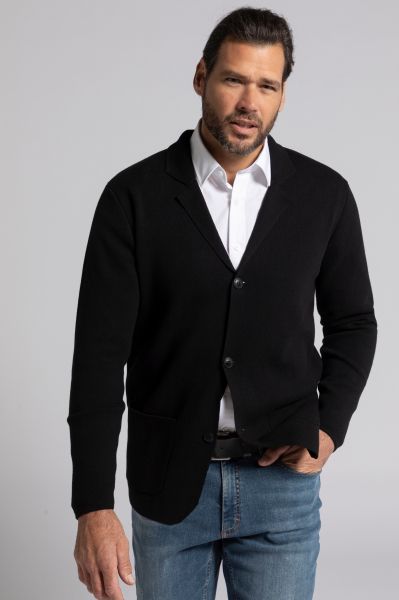 Knitted jacket FLEXNAMIC®, Milano knit, lapel collar, up to size 8XL