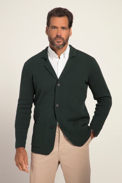 Knitted jacket FLEXNAMIC®, Milano knit, lapel collar, up to size 8XL