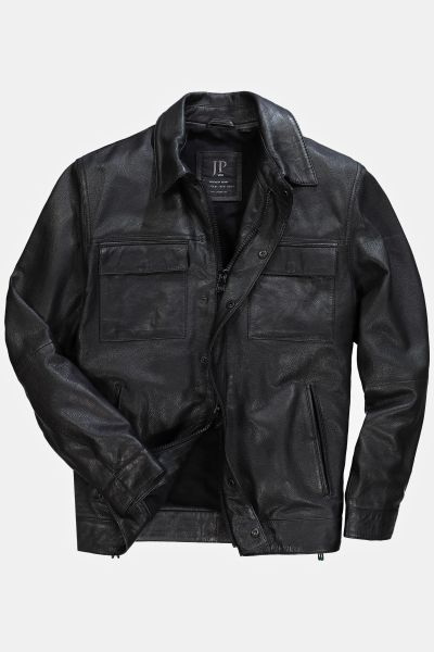 Leather jacket, shirt collar