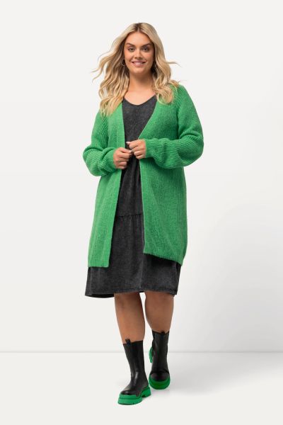 Ribbed Open Front Longline Cardigan