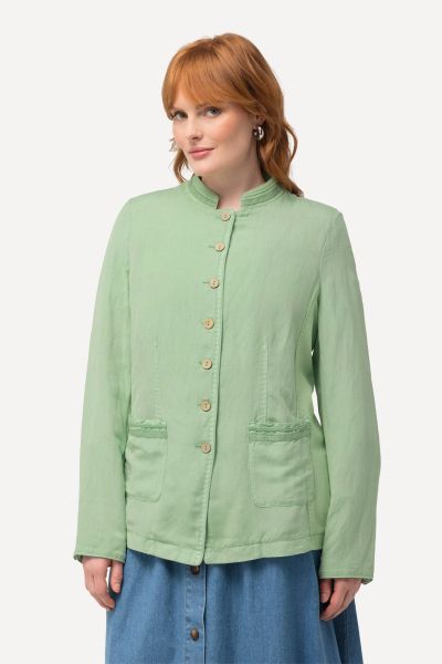 Linen Blend Button Front Jacket