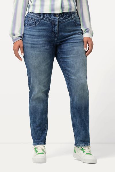 Textured Stripe Boyfriend Jeans