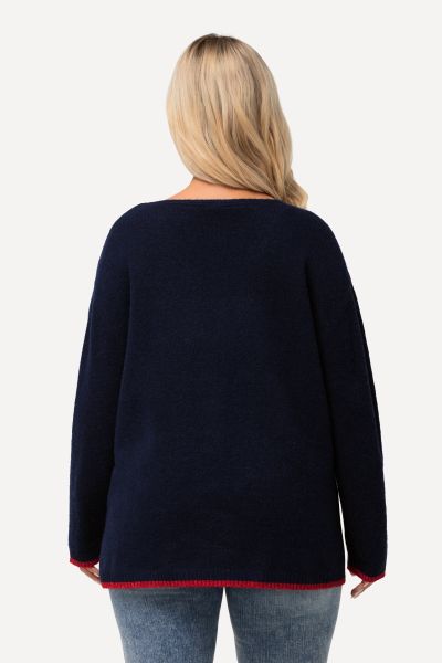 Letter Design Trimmed Sweater