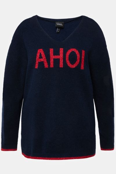 Letter Design Trimmed Sweater