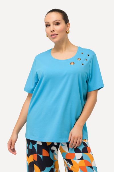 Eyelet Shoulder Accent Stretch TEe