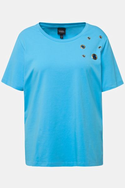 Eyelet Shoulder Accent Stretch TEe