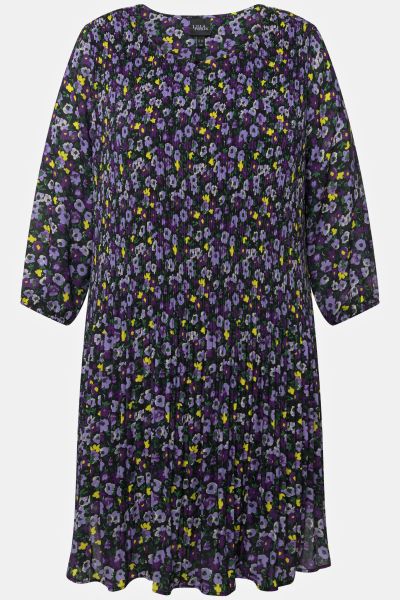 Pleat Floral Print Tunic Dress