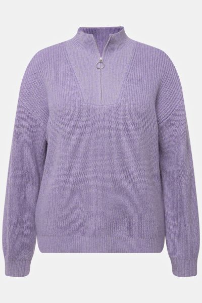 Zip Troyer Ribbed Sweater