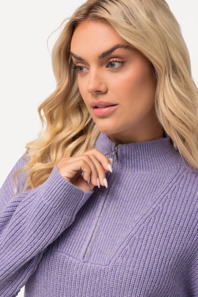 Zip Troyer Ribbed Sweater