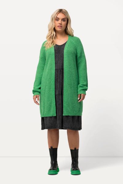 Ribbed Open Front Longline Cardigan