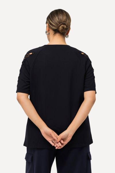 Short Sleeve Lace Detail Sweatshirt
