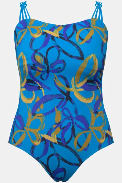 Flower Print Split Strap Swimsuit