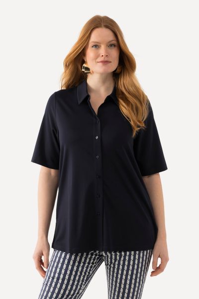Knit Button Front Polo Top