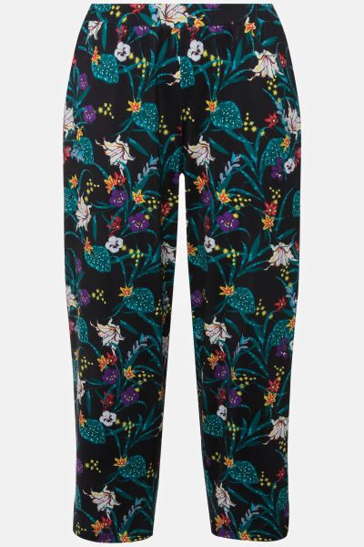 Matte Jersey Tropical Floral Print  Pocket Pants
