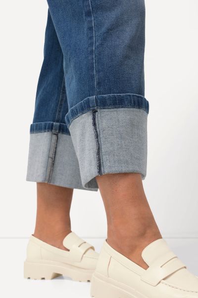 Mary Wide Leg Cuff Crop Jeans