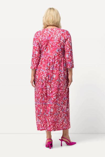 Matte Jersey Abstract Pink Print Empire Dress