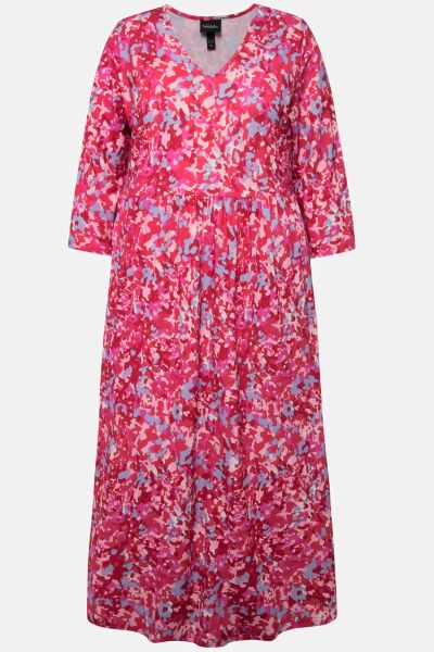 Matte Jersey Abstract Pink Print Empire Dress