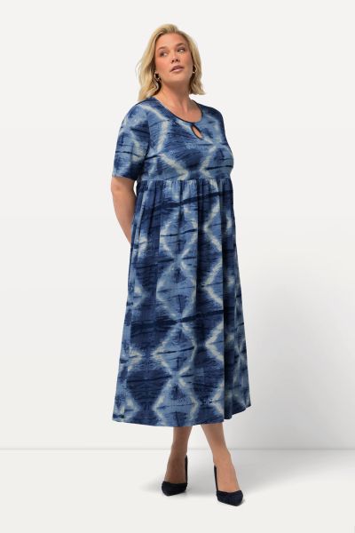 Batik Empire Print Short Sleeve Knit Dress