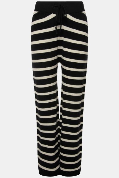 Striped Knit Elastic Waist Pants