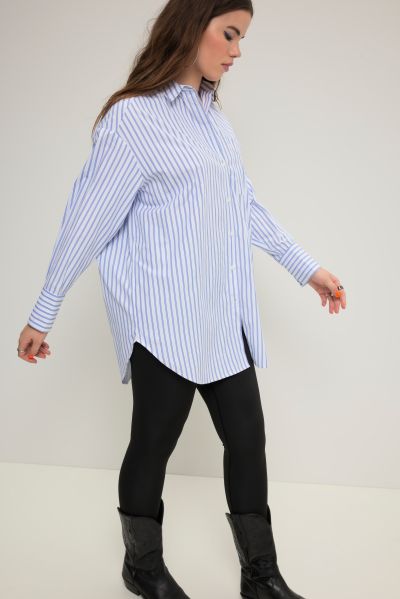Striped Oversized Long Sleeve Button Down Blouse