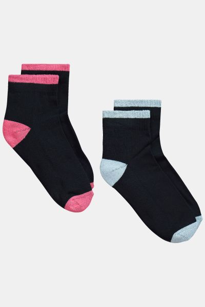 2 Pack Shorty Socks with Accent Coloring