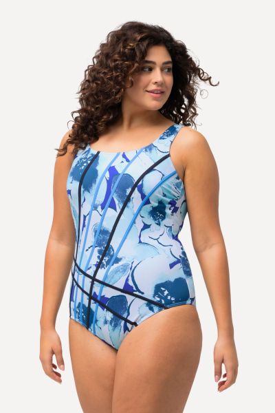 Floral Racing Stripe Swimsuit