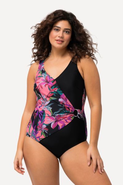 Wrap Look Mixed Print Swimsuit