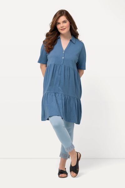 Eco Cotton Tiered Short Sleeve Polo Dress