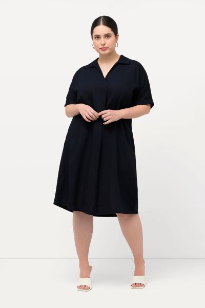 Collared Short Sleeve A-Line Dress