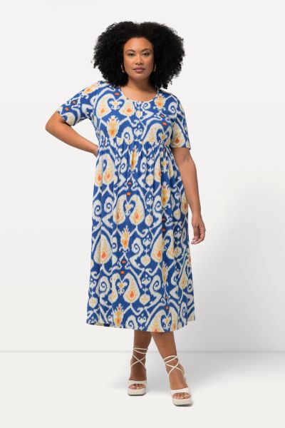 Paisley Print Empire Knit A-line Pocket Dress