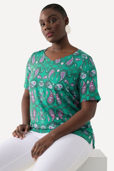 Bright Paisley Stretch Fit Short Sleeve Tee