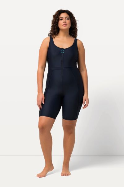 Sporty Unitard Zip Front Swimsuit