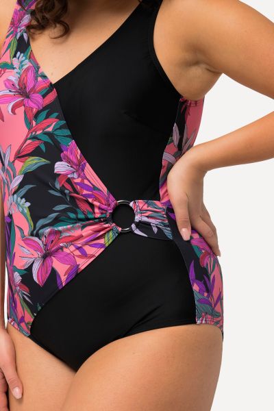 Wrap Look Mixed Print Swimsuit