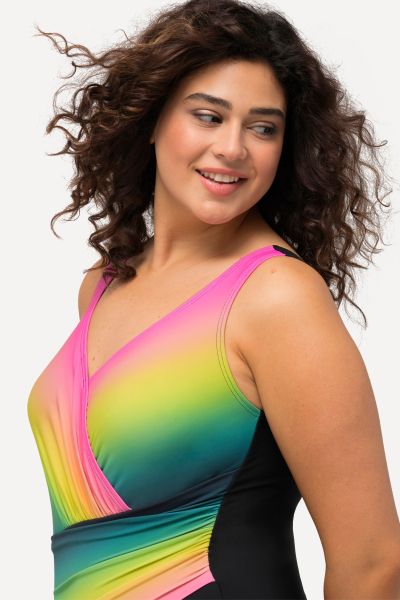 Rainbow Gradient Wrap Look Swimsuit