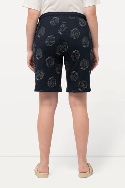 Eco Cotton Seashell Embroidered Elastic Waist Shorts