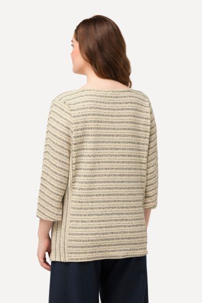 Eco Cotton 3/4 Sleeve Striped Sweatshirt