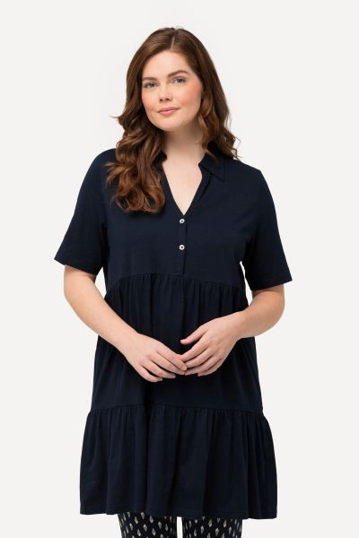 Eco Cotton Tiered Short Sleeve Polo Dress
