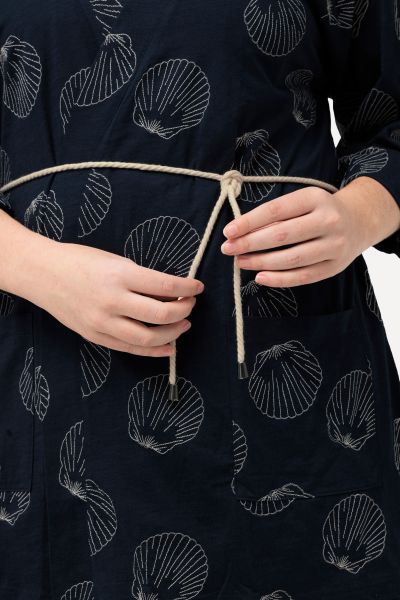 Eco Cotton Seashell Embroidered Kimono