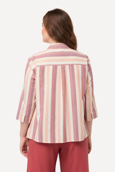 Eco Cotton Striped Tie Front 3/4 Sleeve Shirt
