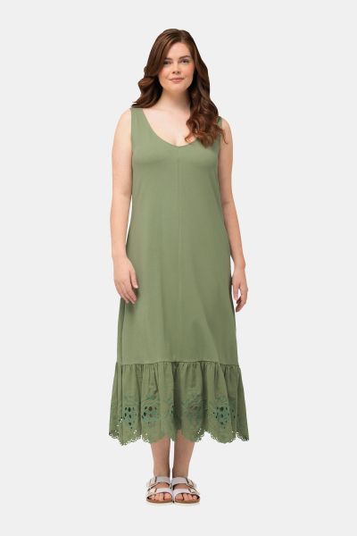 Eco Cotton Scalloped Lace Trim Dress